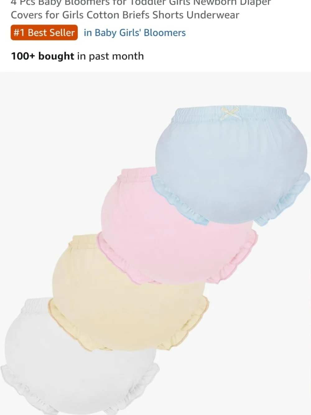 Pastel Cotton Baby Bloomers - Blue, White, Yellow, Pink